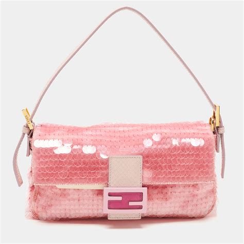 fendi pink terry bag|Fendi pink sequin baguette.